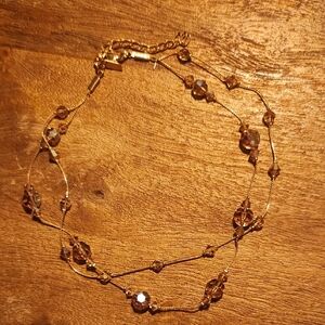 Gold Minimalist Beaded Pink Crystal Long Wrap Necklace